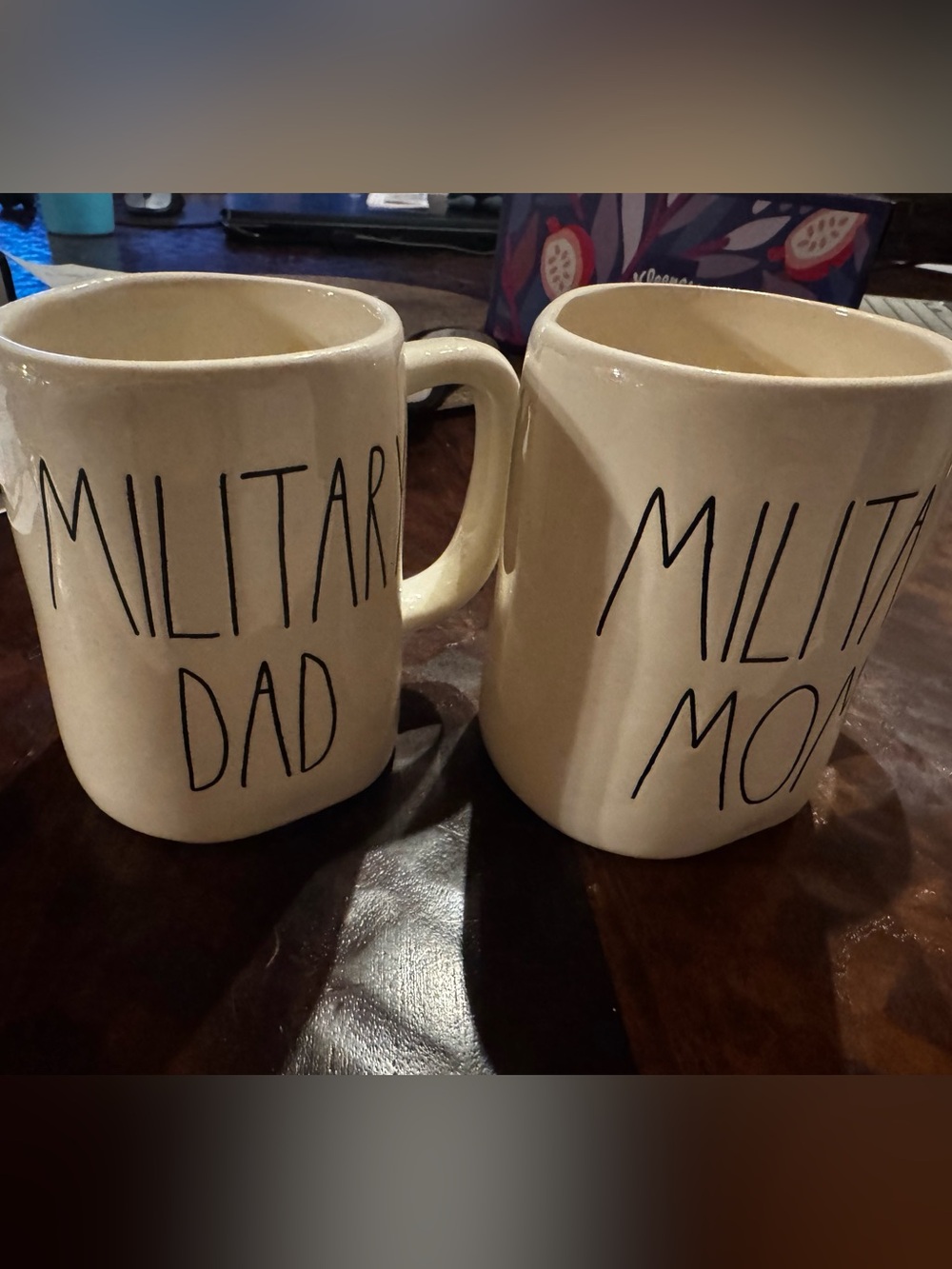 Rae Dunn mugs. Military Mom and Dad